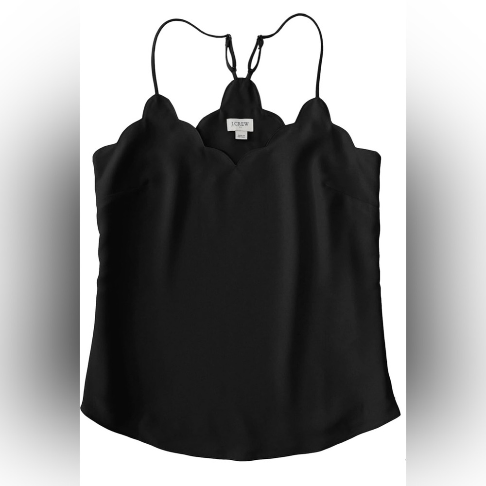 NWOT J Crew Black Scalloped Camisole
